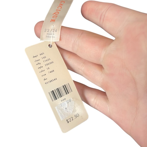 Cacique Black Sheer Mesh Lingerie Top with Floral Trim, Size 22/24 NWT - Picture 4 of 6